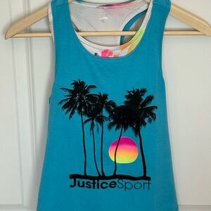Justice Brand, Girl’s (Sz L, 12/14) Tropical Tank Top W/Bralette, Kid’s Clothing
